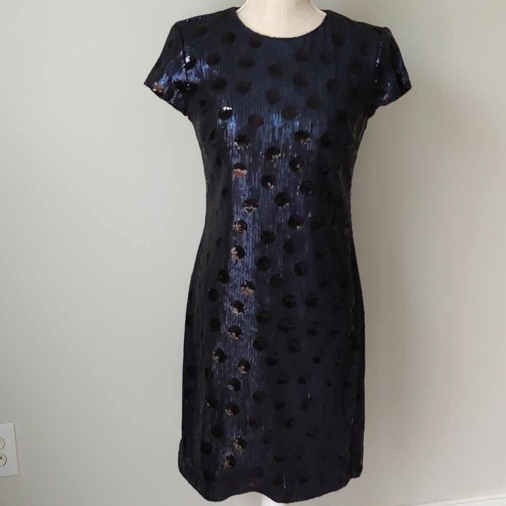 Lauren RL cocktail dress, navy/black sequin, sz 2 worn once